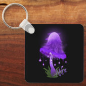 エレガントインキキャップ白熱［赤熱］光を放つパープルマッシュルーム金属 キーホルダー (正面)