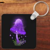 エレガントインキキャップ白熱［赤熱］光を放つパープルマッシュルーム金属 キーホルダー (裏面)