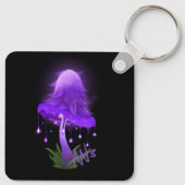 エレガントインキキャップ白熱［赤熱］光を放つパープルマッシュルーム金属 キーホルダー (裏面)