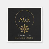 エレガントインスパイアフレームとイニシャル結婚の スタンダードカクテルナプキン (正面)