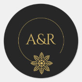 エレガントインスパイアフレームとイニシャル結婚の ラウンドシール (正面)