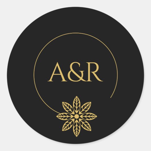 エレガントインスパイアフレームとイニシャル結婚の ラウンドシール (正面)