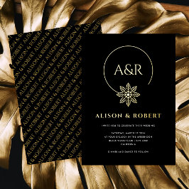 エレガントインスパイアフレームとイニシャル結婚の 箔招待状
