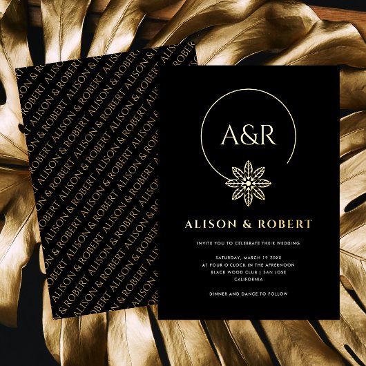 エレガントインスパイアフレームとイニシャル結婚の 箔招待状
