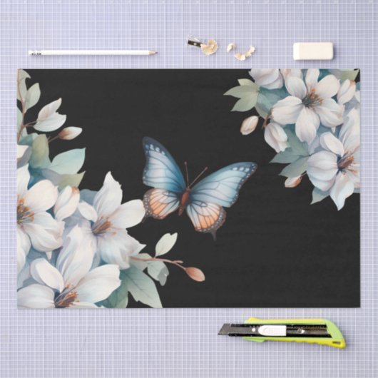 エレガントインスパイアフローラの黒い切り離 薄葉紙 (クラフト)