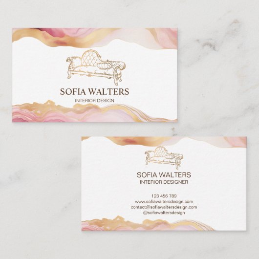 エレガントインテリアデザイナーホームステージングソファ 名刺 (正面/裏面)
