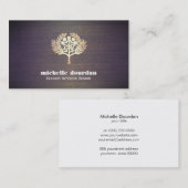 エレガントインテリアデザイフェイクナー金ゴールドリーフツリーウッド 名刺 (正面/裏面)