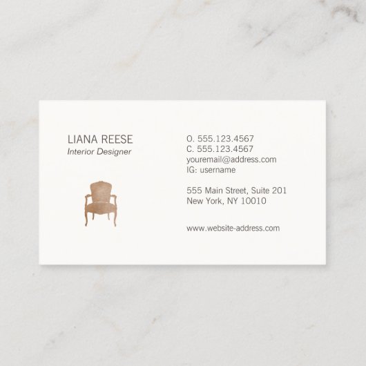 エレガントインテリアデザイフランスのナー 名刺 (裏面)