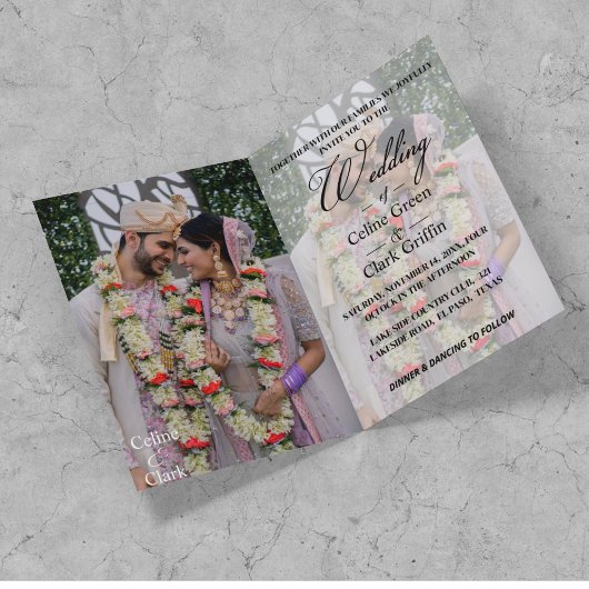 エレガントインディアンの写結婚真 招待状