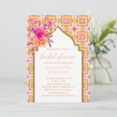 エレガントインディアンピンクイエローフラワーブライダル 招待状 (スタンド正面)