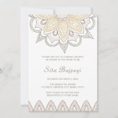 エレガントインディアンメスタイリッシュンディヒンドゥーブライダルシャワー 招待状 (正面)