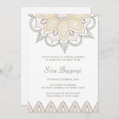 エレガントインディアンメスタイリッシュンディヒンドゥーブライダルシャワー 招待状 (正面/裏面)