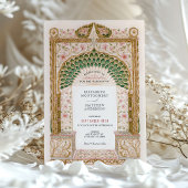 エレガントインディアン結婚のフローラアーチ模様 招待状