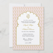 エレガントインディアン結婚ズとガネーシュのピンク招待状 招待状 (正面)