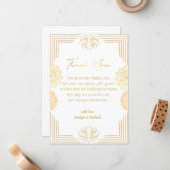 エレガントインディアン金ゴールド幾何感謝していユー結婚ズ ノートカード (正面/裏面インサイチュ)