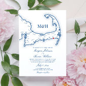 エレガントウィキメアビーチクラブケープコッド結婚ズ 招待状