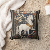 エレガントウィリアムインスパイアモリスホワイトホース クッション (ブランケット)