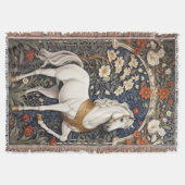 エレガントウィリアムインスパイアモリスホワイトホース スローブランケット (正面)