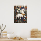 エレガントウィリアムインスパイアモリスホワイトホース ポスター (キッチン)