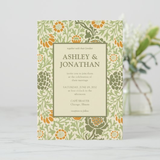 エレガントウィリアム・モリス・グラフトンパタ結婚ーン 招待状 (スタンド正面)