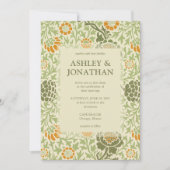 エレガントウィリアム・モリス・グラフトンパタ結婚ーン 招待状 (正面)