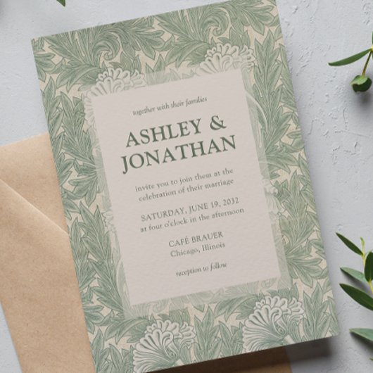 エレガントウィリアム・モリス・チューリップ・パタ結婚ーン 招待状