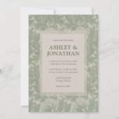 エレガントウィリアム・モリス・チューリップ・パタ結婚ーン 招待状 (正面)