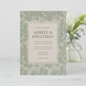 エレガントウィリアム・モリス・チューリップ・パタ結婚ーン 招待状 (スタンド正面)