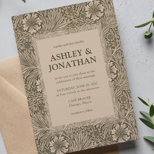 エレガントウィリアム・モリス・マリゴッド・パタ結婚ーン 招待状