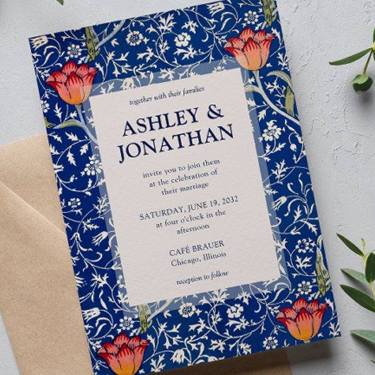 エレガントウィリアム・モリス・メドウェー・パタ結婚ーン 招待状