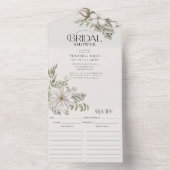 エレガントウィンターグリーンブライダルシャワー&レシピ オールインワン招待状 (内側)