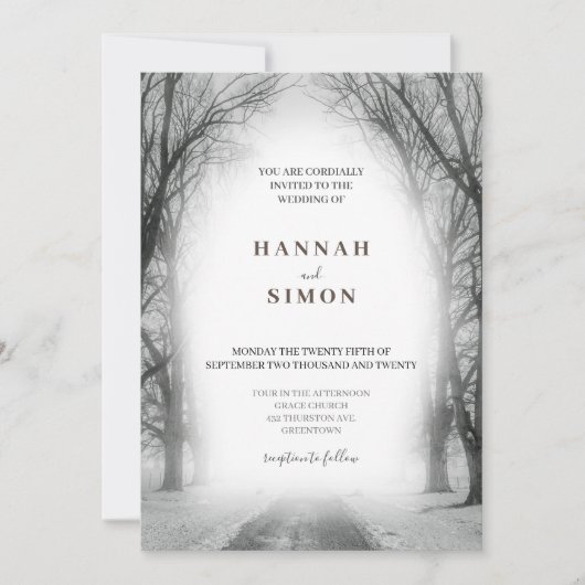 エレガントウィンターシルバースノー結婚式招待状 招待状 (正面)
