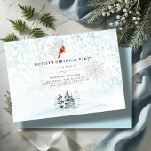 エレガントウィンターパインズウォーターカラー誕生日招待状 招待状