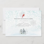 エレガントウィンターパインズウォーターカラー誕生日招待状 招待状 (正面)