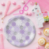 エレガントウィンターパープルシルバーグリッター ペーパープレート (パーティー)