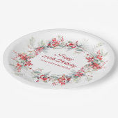 エレガントウィンターベリーボタニカル100誕生日 ペーパープレート (アングル)