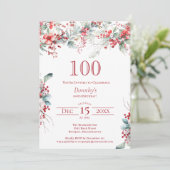 エレガントウィンターベリーボタニカル100誕生日 招待状 (スタンド正面)