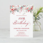 エレガントウィンターベリーボタニカル100誕生日 招待状 (スタンド正面)