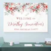 エレガントウィンターベリーボタニカル100誕生日 横断幕 (トレードショー)