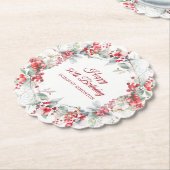 エレガントウィンターベリーボタニカル50誕生日 ペーパーコースター (アングル)