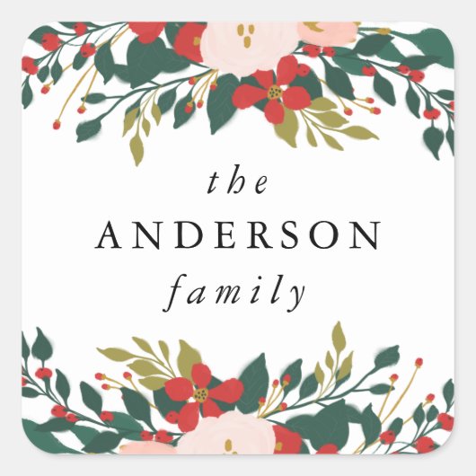 エレガントウィンターボタニカルホリデー スクエアシール (正面)