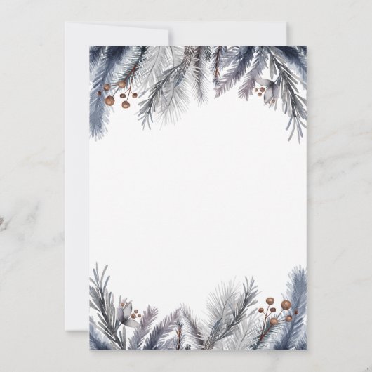 エレガントウィンターボタニカル企業のオフィスホリデイ 招待状 (裏面)