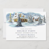 エレガントウィンターランドスケープホリデークリスマスパーティー 招待状 (正面)