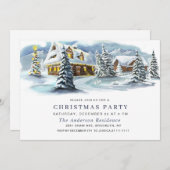 エレガントウィンターランドスケープホリデークリスマスパーティー 招待状 (正面/裏面)