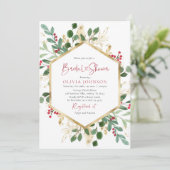 エレガントウィンターレッド金ゴールドクリスマスブライダルシャワー 招待状 (スタンド正面)