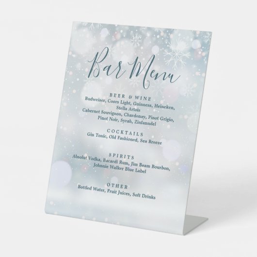 エレガントウィンターワンダーランドバーメニュー 台座サイン (正面)