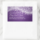 エレガントウェディングきらめくメッセージカードウェーブパープル 長方形シール (バッグ)