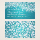 エレガントウェディングきらめくメッセージカードウェーブブルー (正面&裏面)