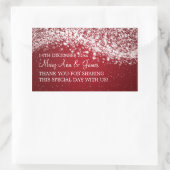 エレガントウェディングきらめくメッセージカードウェーブレッド 長方形シール (バッグ)