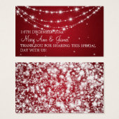 エレガントウェディングきらめくメッセージカードチェーンレッド (正面&裏面)